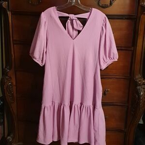 Melloday Lavendar Drop Waist Puff Sleeve Dress sz L